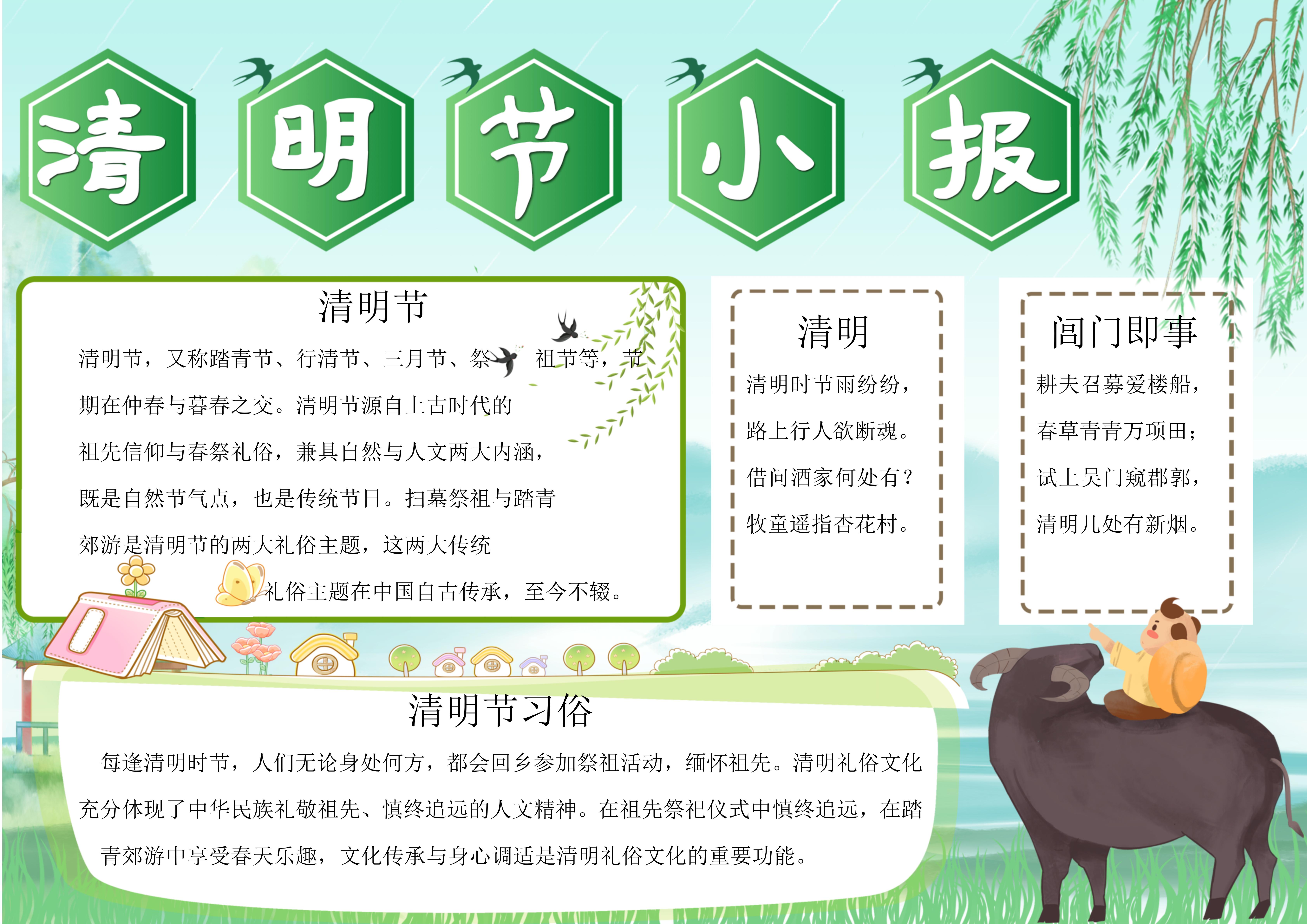 清明节手抄报电子小报