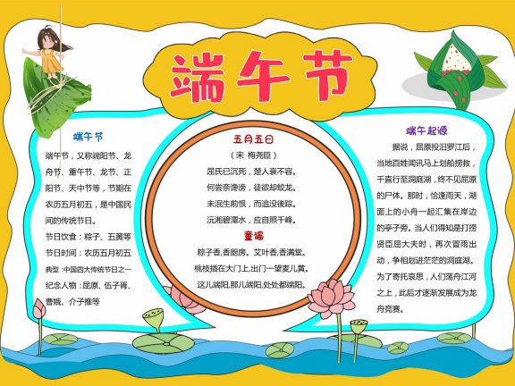 端午节手抄报电子小报