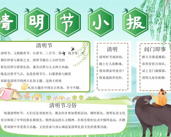 清明节手抄报电子小报